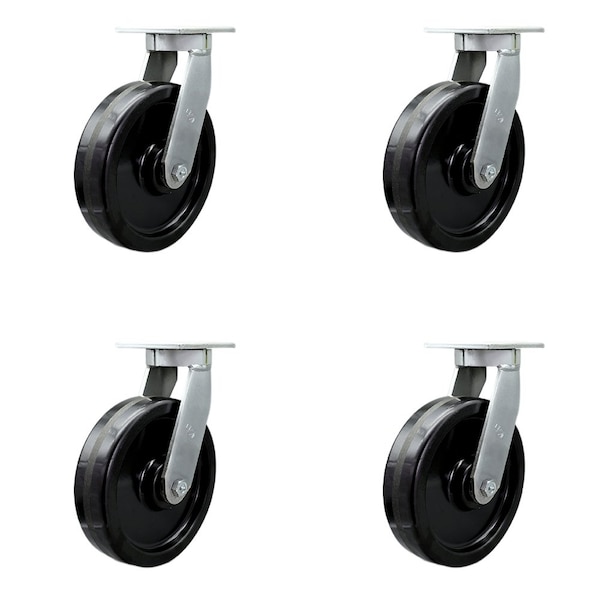 Service Caster 12'' Extra Heavy Duty Phenolic Swivel Caster Set with Swivel Locks , 4PK CRAN-SCC-KP92S1230-PHR-BSL-4 - main